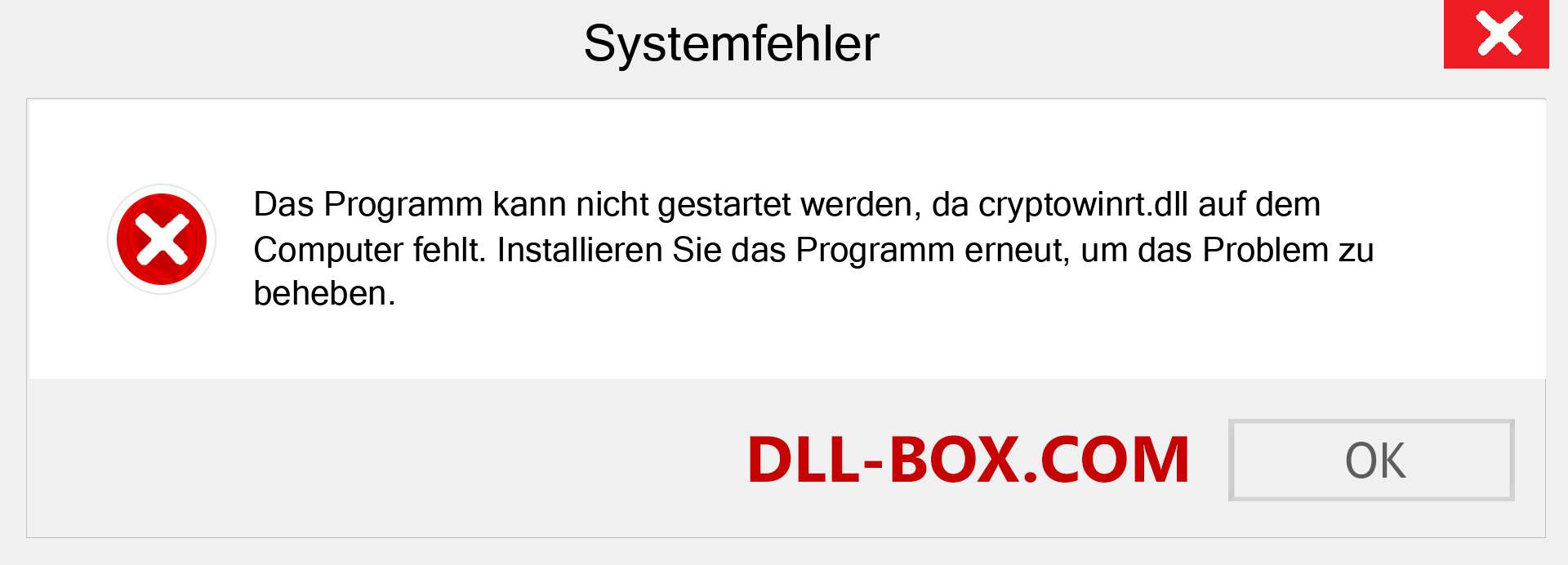 cryptowinrt.dll-Datei fehlt?. Download für Windows 7, 8, 10 - Fix cryptowinrt dll Missing Error unter Windows, Fotos, Bildern