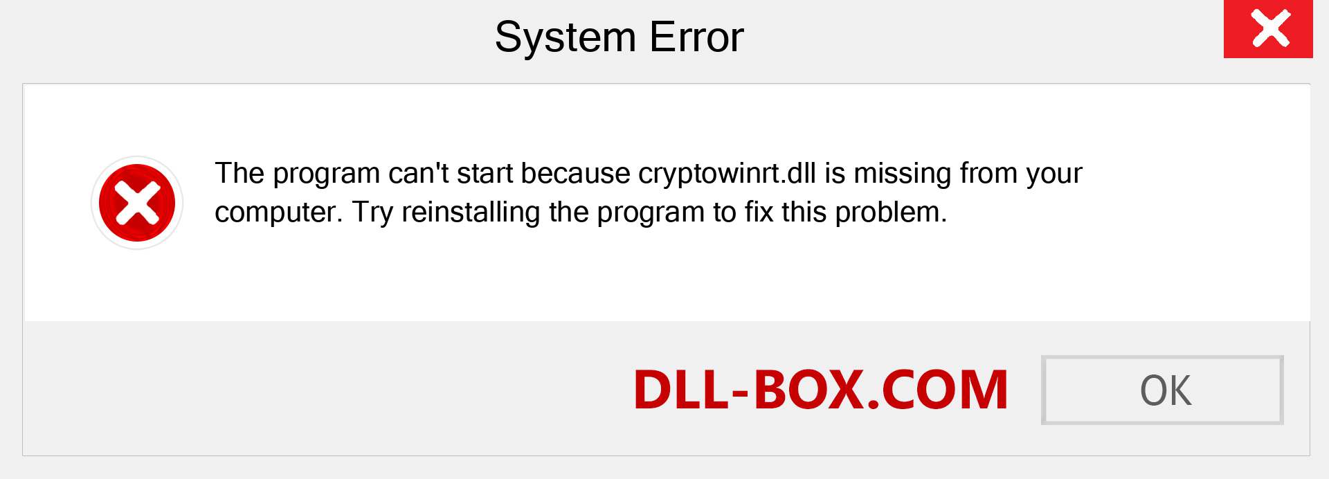  cryptowinrt.dll file is missing?. Download for Windows 7, 8, 10 - Fix  cryptowinrt dll Missing Error on Windows, photos, images